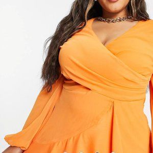NWT ASOS DESIGN wrap waist midi dress - double layer skirt -long sleeves size 12